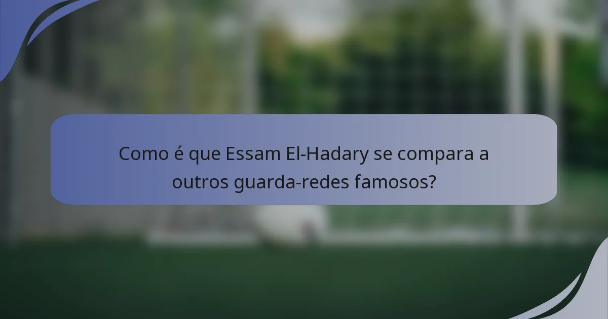 Como é que Essam El-Hadary se compara a outros guarda-redes famosos?