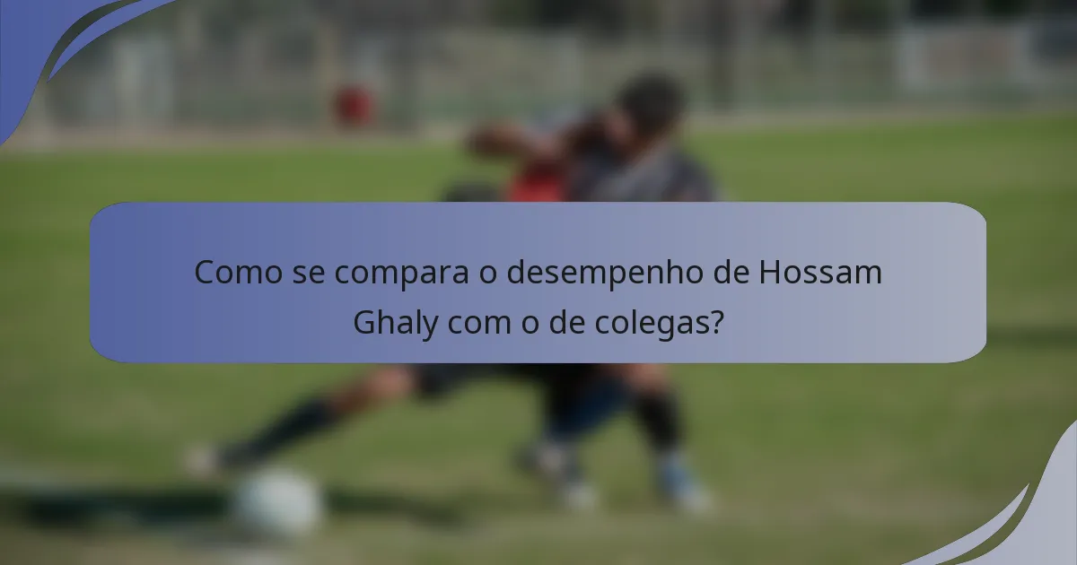 Como se compara o desempenho de Hossam Ghaly com o de colegas?