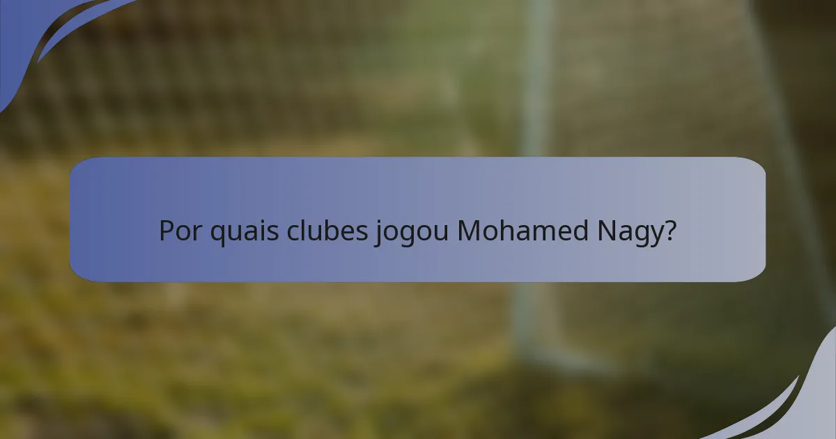 Por quais clubes jogou Mohamed Nagy?