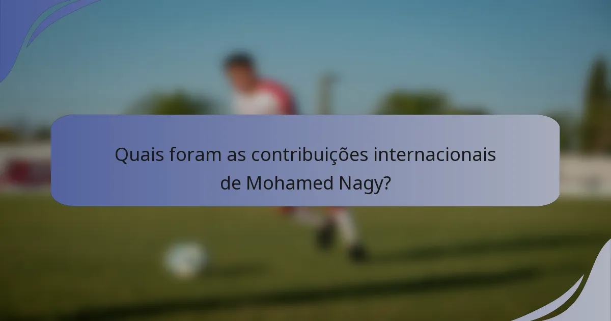 Quais foram as contribuições internacionais de Mohamed Nagy?